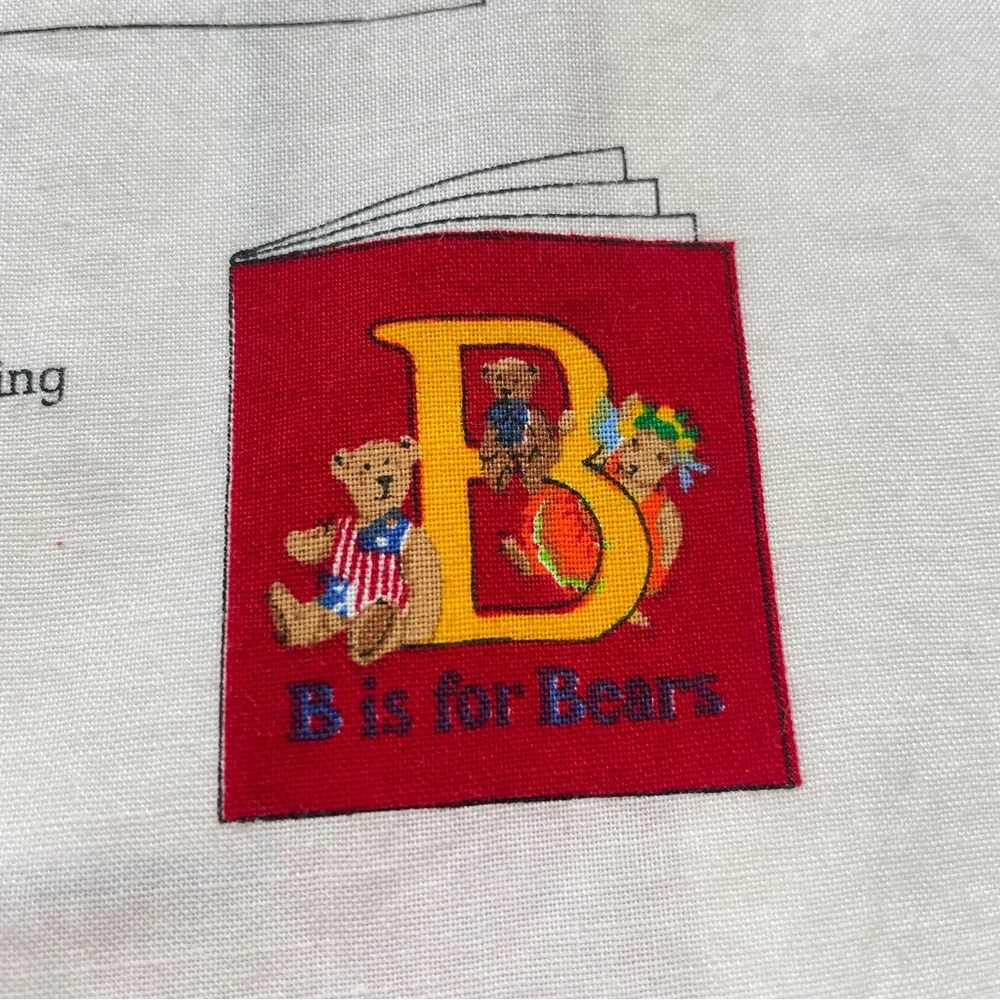 Cloth Book Kit B is for Bears Children DIY Sewing Set of 2 Fabric Panels Craft